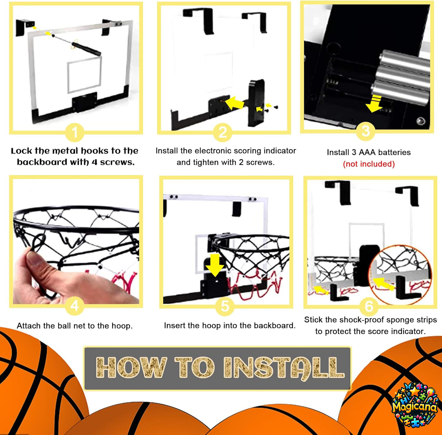 Panier de Basket-Ball d'intérieur pour Enfants Adultes, Mini Panier de Basketball pour Porte avec Tableau d'affichage électronique, 2 Ballons et Accessoires de Basket-Ball Complets