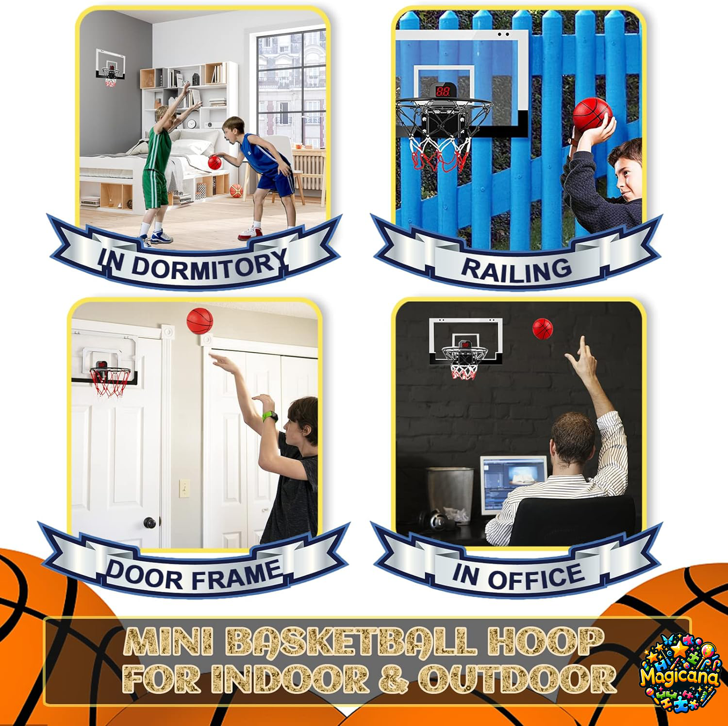 Panier de Basket-Ball d'intérieur pour Enfants Adultes, Mini Panier de Basketball pour Porte avec Tableau d'affichage électronique, 2 Ballons et Accessoires de Basket-Ball Complets