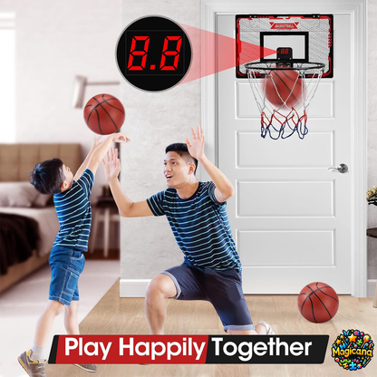 Panier de Basket-Ball d'intérieur pour Enfants Adultes, Mini Panier de Basketball pour Porte avec Tableau d'affichage électronique, 2 Ballons et Accessoires de Basket-Ball Complets