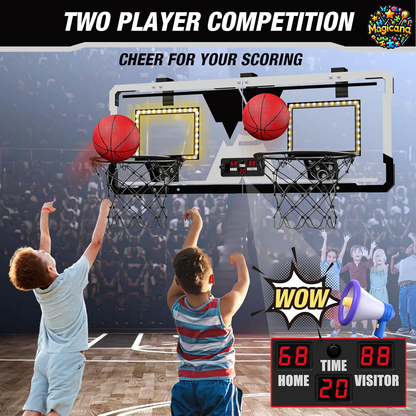 Panier de Basket-Ball d'intérieur pour Enfants Adultes, Mini Panier de Basketball pour Porte avec Tableau d'affichage électronique, 2 Ballons et Accessoires de Basket-Ball Complets